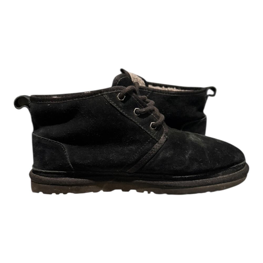 UGG Neumel Boots Men’s Size 9 Black Suede Sheepskin Chukka Ankle - Picture 8 of 9